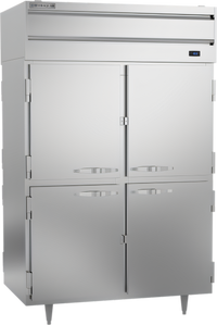 Beverage-Air P Series 2-Section Pass-Thru Freezer with 8 Half Solid Doors, 48.33 Cu. Ft., Top-Mounted Self-Contained Refrigeration