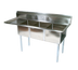Thumbnail image #1 for John Boos E-Series 3-Compartment Stainless Steel Sink with Left Drainboard and Backsplash
