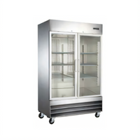 Black Diamond 54-Inch Wide 2-Section Glass Door Reach-In Refrigerator, 48 Cu. Ft., Bottom-Mounted Self-Contained