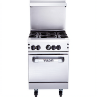Vulcan Endurance 24-Inch 4-Burner Gas Restaurant Range with Standard Oven and Backriser Hi-Shelf