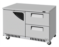 Turbo Air Super Deluxe Series 48-1/4-Inch Two-Section Undercounter Refrigerator with 1 Door and 2 Drawers, Front Breathing, 11.1 Cu. Ft.