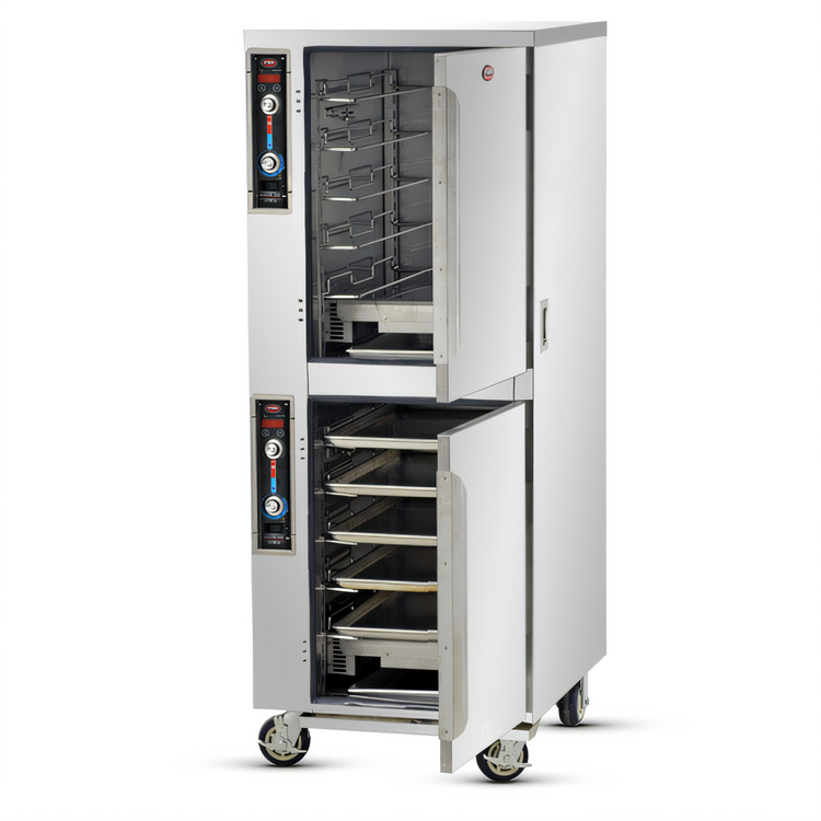 Product image #1 for FWE MT-1826-7-7 Full-Height Split-Cavity Mobile Humidified Heated Holding Cabinet, 10-Pan Capacity