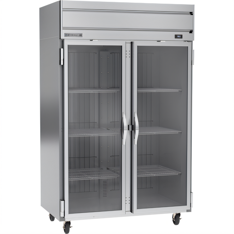 Product image #1 for Beverage Air Horizon Series Two-Section Glass Door Reach-In Refrigerator, 52-Inch Wide, Top-Mounted Self-Contained, 46.88 Cu. Ft.