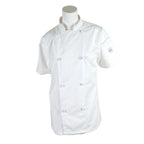 Thumbnail image #1 for Mercer Culinary Genesis M61042WHL Women's Short Sleeve Chef Jacket, White, Large, 65/35 Poly/Cotton Twill Case of 12