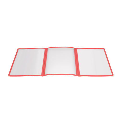 Product image #1 for Winco PMCT-9R Triple Fold Red Plastic Menu Cover for 8-1/2 x 11-Inch Inserts