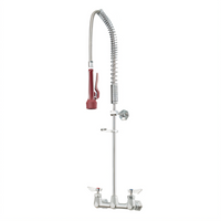 Krowne Diamond Series 8-Inch Center Wall-Mount Pre-Rinse Faucet Assembly, 35-Inch High, Dual Spray Head