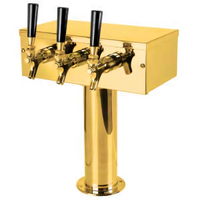 Micro Matic T Style 3-Faucet Countertop Glycol-Cooled Draft Beer Tower with PVD Brass Finish