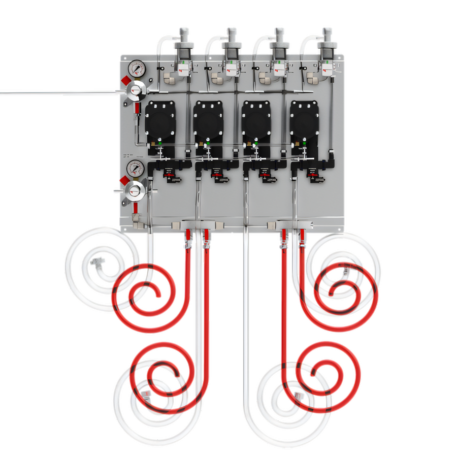 Product image #1 for Micro Matic Premium+ Pro-Max 4-Product Secondary Regulator Panel with Beer Pumps and 3/8-Inch Hoses