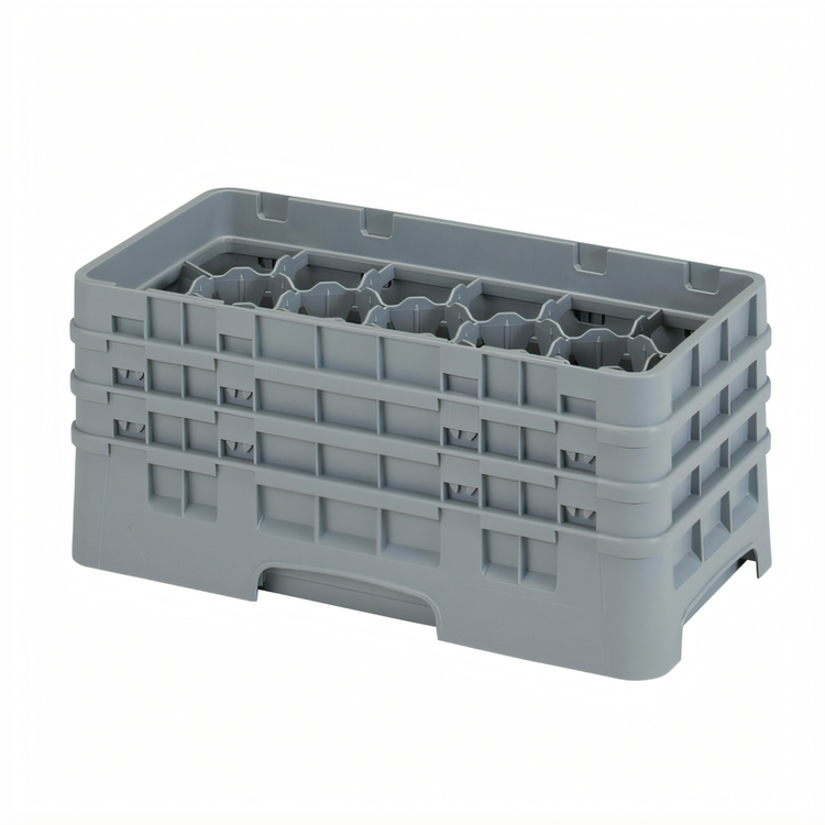 Product image #2 for Cambro Camrack Half-Size 17-Compartment Soft Gray Glass Rack with 3 Extenders