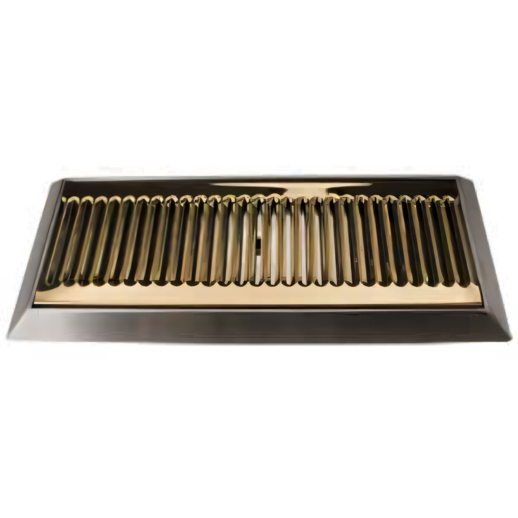 Product image #1 for Surface Mount Stainless Steel Drip Tray Trough with Louvered PVD Brass Screen, 16 x 6-1/2 Inch