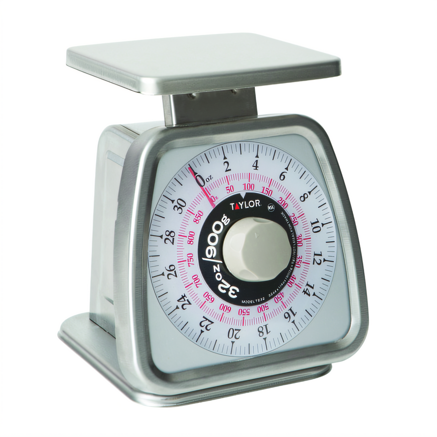 Product image #1 for Taylor Precision Analog Countertop Portion Control Scale, 32 oz / 900 g, 1/4 oz / 5 g Graduations, Stainless Steel, Angled Dial
