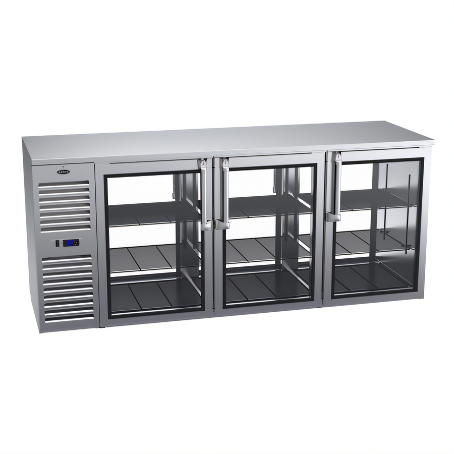 Product image #1 for Krowne Royal Series 84-Inch Three-Section Pass-Thru Refrigerated Back Bar Cooler with 6 Locking Doors