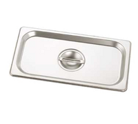 Crestware 1/9 Size Flat Solid Steam Table/Holding Pan Cover with Handle, 18/8 Stainless Steel