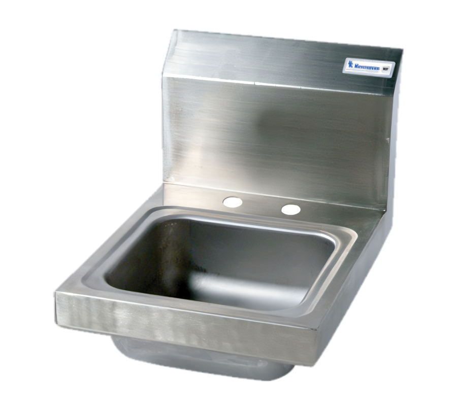 Product image #1 for BK Resources BKHS-D-SS Space Saver Wall-Mount Hand Sink, 9 x 9 x 5 in. Bowl, 304 Stainless Steel, 4-Inch O.C. Deck Mount Holes