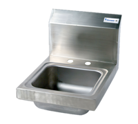 BK Resources BKHS-D-SS Space Saver Wall-Mount Hand Sink, 9 x 9 x 5 in. Bowl, 304 Stainless Steel, 4-Inch O.C. Deck Mount Holes