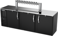 Beverage-Air DDN94HC-B-12T 94-Inch Direct Draw Beer Dispenser with 12-Tap Tower, 3 Solid Doors, Black Exterior