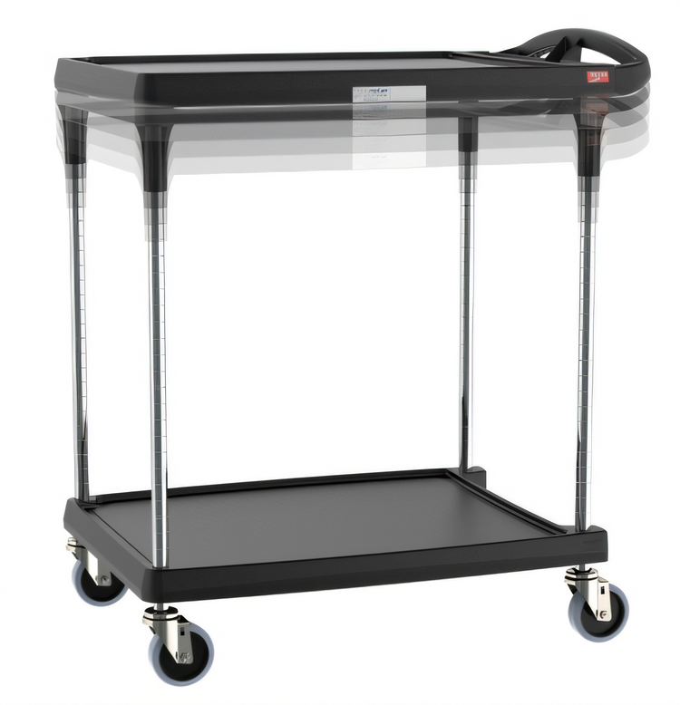 Product image #1 for Metro myCart Plus 2-Shelf Adjustable-Height Polymer Utility Bus Cart, Black