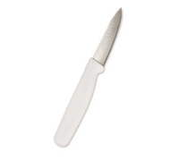 Crestware 3-1/2-Inch Serrated Paring Knife with High Carbon German Steel Blade and White Polypropylene Handle
