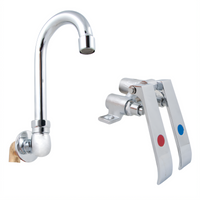 John Boos Double Pedal Knee Valve with Splash-Mounted 3-1/2 Inch Gooseneck Spout for Hand Sink