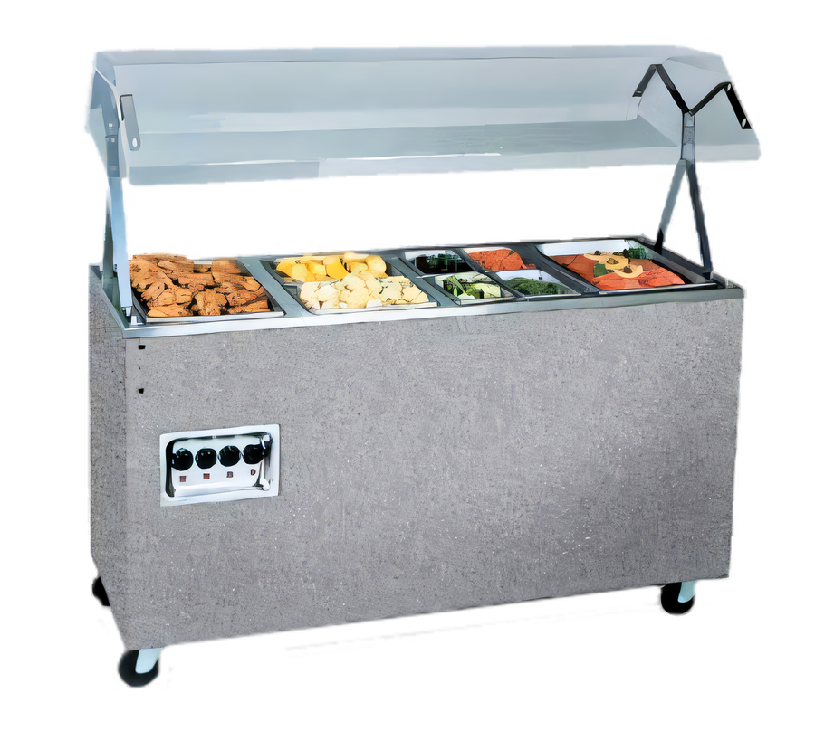 Product image #1 for Vollrath 2-Series Affordable Portable 4-Well Mobile Hot Food Station with Buffet Breath Guard and Enclosed Storage Base