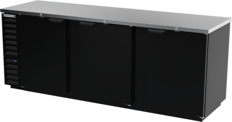 Product image #1 for Beverage-Air BB94HC-F-B Three-Section Food-Rated Back Bar Refrigerator with Solid Doors, Black Exterior