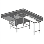 Thumbnail image #1 for Eagle Group Spec-Master CFNP2840-2-18L-48TR Two-Compartment Prep Sink, 14-Gauge 304 Stainless Steel, 18" Left Drainboard, 48" Right Prep Area