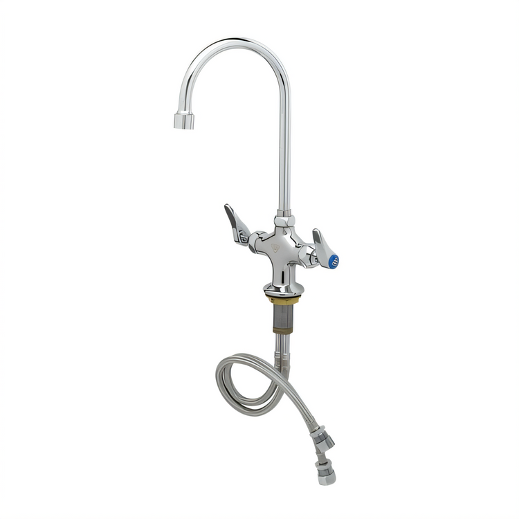 Product image #1 for T&S Brass B-0300-VR4-WS Double Pantry Mixing Faucet, Single-Hole Deck Mount, 5-3/4" Swivel/Rigid Gooseneck, 1.5 GPM, Low Lead, ADA Compliant