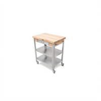 John Boos Cucina Elegante 30-Inch x 20-Inch Maple Butcher Block Cart with Stainless Steel Drawer and Shelves
