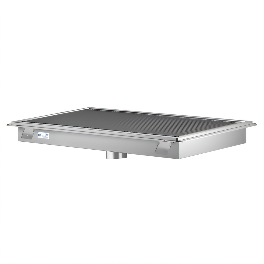 Product image #1 for KoolMore Commercial Stainless Steel Floor Trough Drain with 4 Subway-Style Grates, 84"W x 18"D