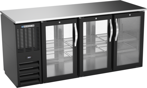 Product image #1 for Beverage-Air 72-Inch Shallow-Depth Three-Section Open Food-Rated Pass-Thru Back Bar Refrigerator with Glass Doors