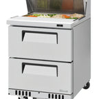 Thumbnail image #1 for Turbo Air Super Deluxe TST-28SD-D2-FB-N 27-1/2-Inch Front-Breathing Sandwich/Salad Prep Table, 2 Drawers, 8-Pan Top
