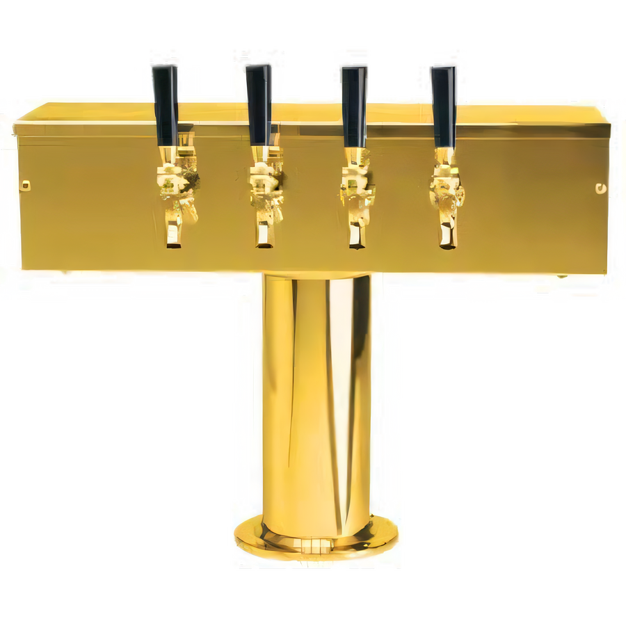 Product image #1 for 20-Inch T-Style 4-Faucet Countertop Air-Cooled Draft Beer Tower with PVD Brass Finish