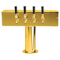 20-Inch T-Style 4-Faucet Countertop Air-Cooled Draft Beer Tower with PVD Brass Finish