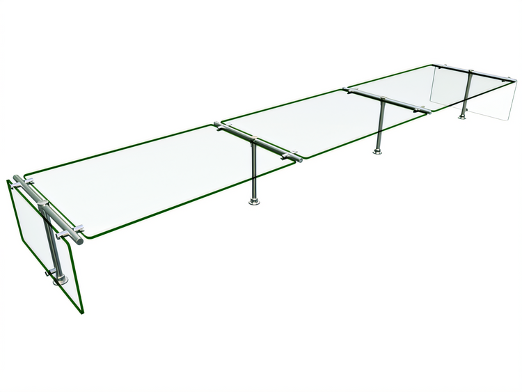 Product image #1 for Hatco Flav-R-Shield ES53-96 3-Bay Stationary Double-Sided Self-Service Sneeze Guard
