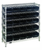 Thumbnail image #1 for Quantum Conductive Bin Wire Shelving System with 25 Clear Bins, 36W x 12D x 36H, Chrome Plated