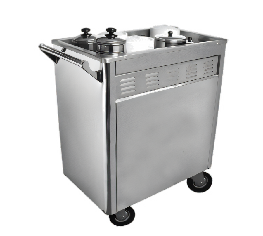 Product image #1 for Mobile Stainless Steel Dim Sum Cart with Waterbath Steamtank, Alcohol/Canned Heat