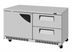 Thumbnail image #1 for Turbo Air Super Deluxe Series 60-1/4 Inch Two-Section Undercounter Refrigerator with 1 Solid Door and 2 Drawers, 14.8 Cu. Ft., Front Breathing Airflow
