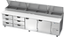 Thumbnail image #1 for Beverage-Air DPD119HC-6T Four-Section Pizza Top Refrigerated Counter, 119-Inch Wide, 6 Drawers, 2 Doors