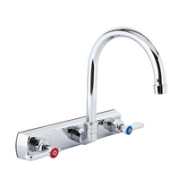 BK Resources OptiFlow 8-Inch Center Splash-Mount Heavy Duty Solid Body Faucet with 5-Inch Gooseneck Spout