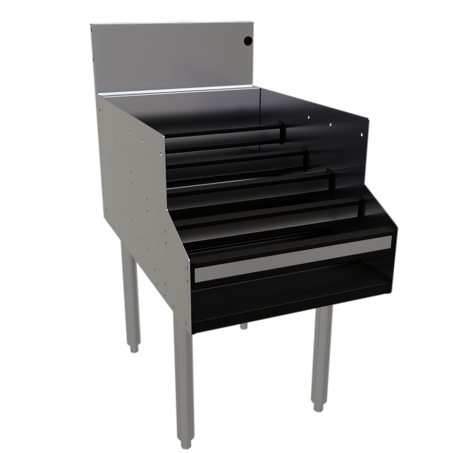 Product image #1 for Glastender Free-Standing Stainless Steel Underbar Liquor Steps, 18 Inch Wide x 29 Inch Deep, 5-Level