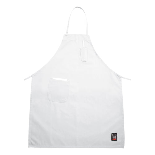 Product image #1 for Signature Chef Full-Length Bib Apron with 2 Pockets, White, 65/35 Poly-Cotton, 33 x 26 Inches