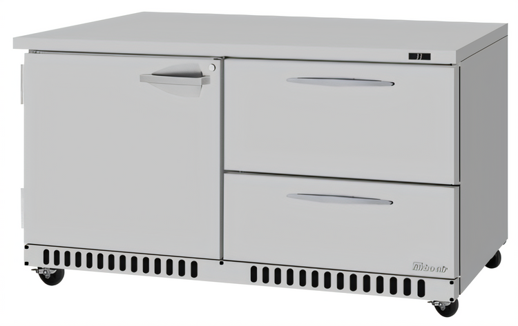 Product image #1 for Turbo Air PRO Series Front-Breathing Two-Section Undercounter Refrigerator with 1 Solid Door and 2 Drawers