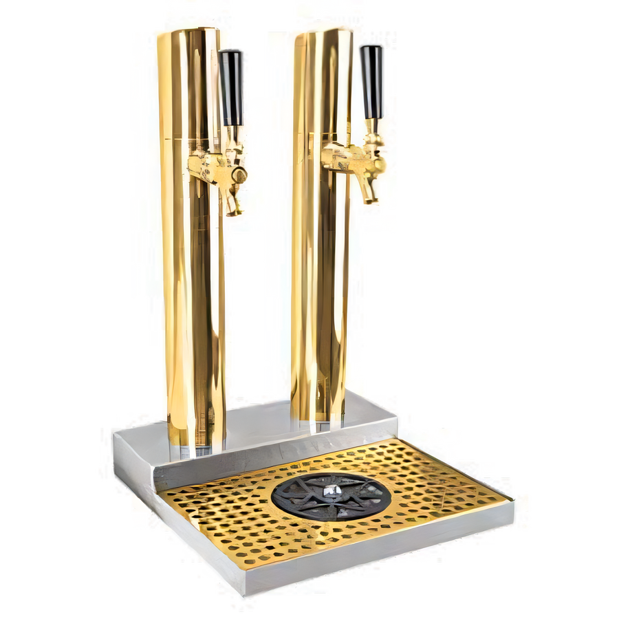 Product image #1 for Micro Matic Skyline 2-Faucet Countertop Glycol-Cooled Draft Beer Station with Glass Rinser, PVD Brass Finish