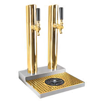Micro Matic Skyline 2-Faucet Countertop Glycol-Cooled Draft Beer Station with Glass Rinser, PVD Brass Finish