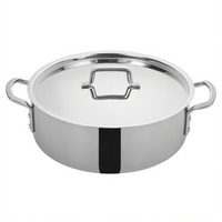 Tri-Gen 14 Qt Round Triply Induction Ready Stainless Steel Brazier with Cover