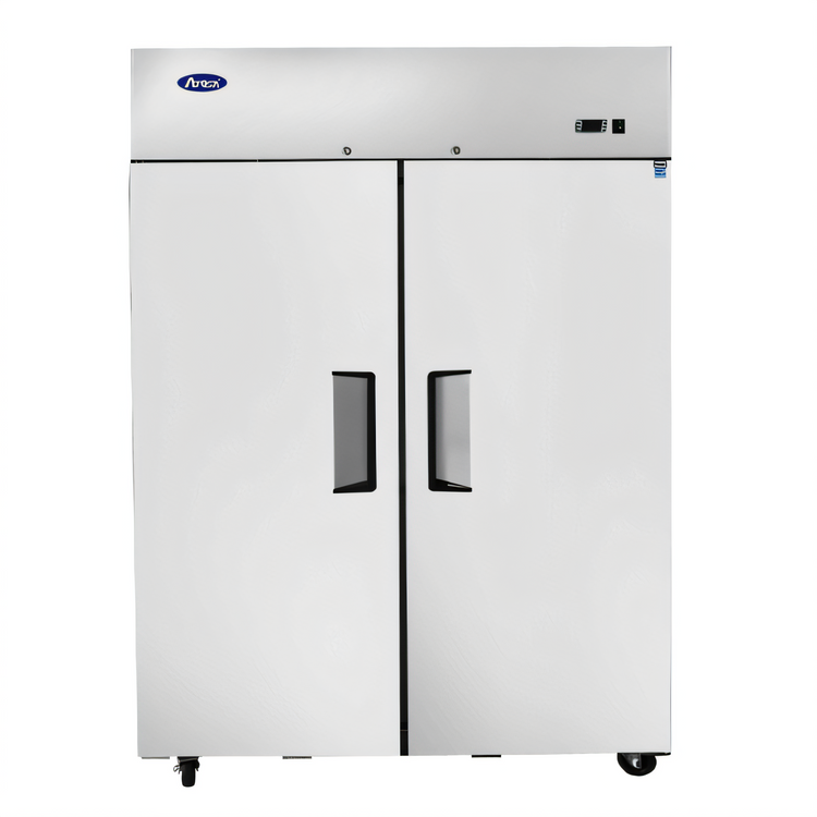 Product image #1 for Atosa Two-Section Top Mount Self-Contained Reach-In Freezer with Locking Solid Doors, 43.2 Cu. Ft., Stainless Steel
