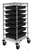 Thumbnail image #1 for Conductive Mobile Bin Cart with 7 Black Dividable Grid Containers, 2 Wire Shelves, 21 x 24 x 45 Inches, Chrome Finish