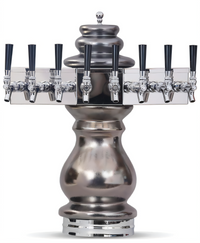 Glastender Braumeister 6-Faucet Air-Cooled Draft Dispensing Tower with Surface-Mount Drain Pan, Polished Brass Finish