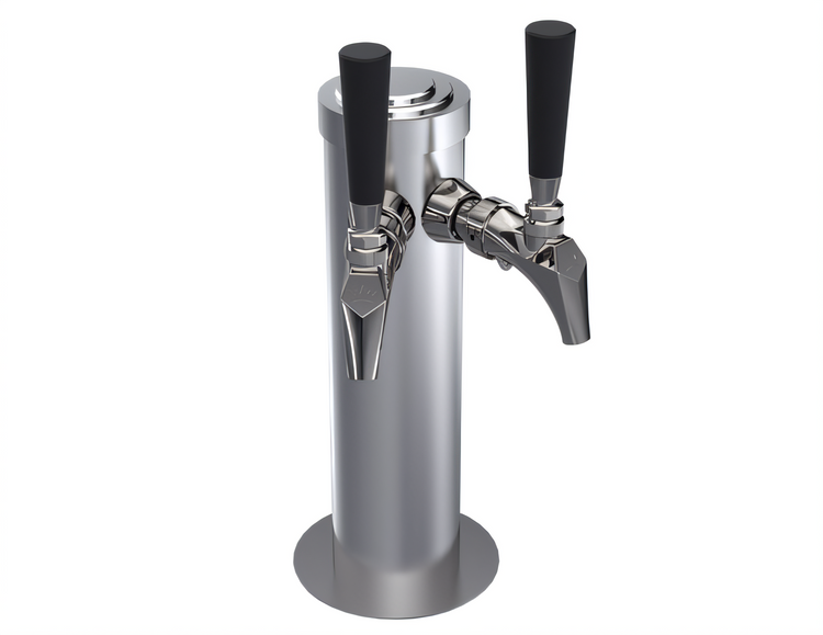 Product image #1 for Krowne Double Faucet Glycol-Cooled Beer Tower Column, 12-Inch High, Brushed Stainless Steel