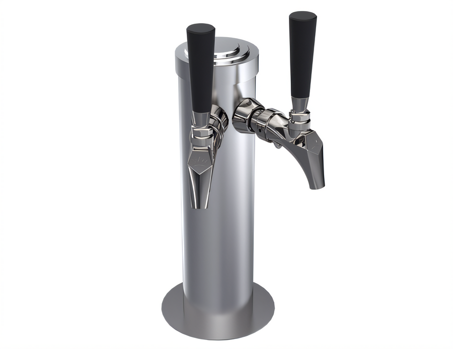 Product image #1 for Krowne Double Faucet Glycol-Cooled Beer Tower Column, 12-Inch High, Brushed Stainless Steel